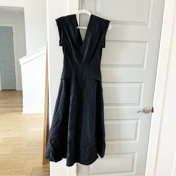 NWT Me + Em Tailored Flare Midi Dress Black - Picture 4 of 7